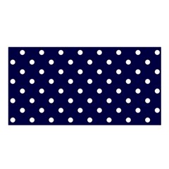 1950 Navy Blue White Dots Satin Shawl by SomethingForEveryone