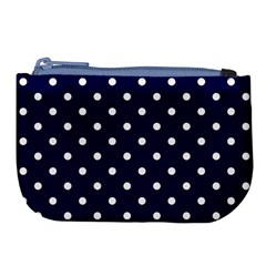 1950 Navy Blue White Dots Large Coin Purse by SomethingForEveryone