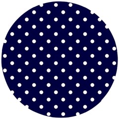 1950 Navy Blue White Dots Wooden Puzzle Round by SomethingForEveryone