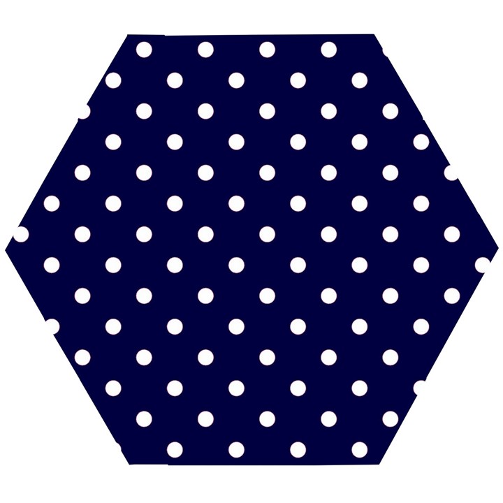 1950 Navy Blue White Dots Wooden Puzzle Hexagon