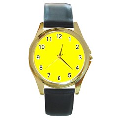 Yellow Round Gold Metal Watch by SomethingForEveryone