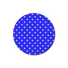 1950 Purple Blue White Dots Rubber Round Coaster (4 Pack)  by SomethingForEveryone