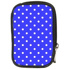 1950 Purple Blue White Dots Compact Camera Leather Case by SomethingForEveryone