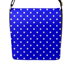 1950 Purple Blue White Dots Flap Closure Messenger Bag (l) by SomethingForEveryone