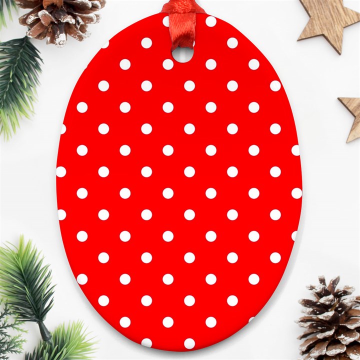 1950 Red White Dots Ornament (Oval)