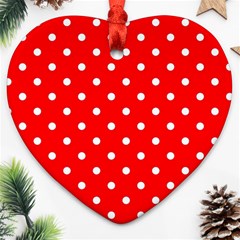 1950 Red White Dots Ornament (heart) by SomethingForEveryone