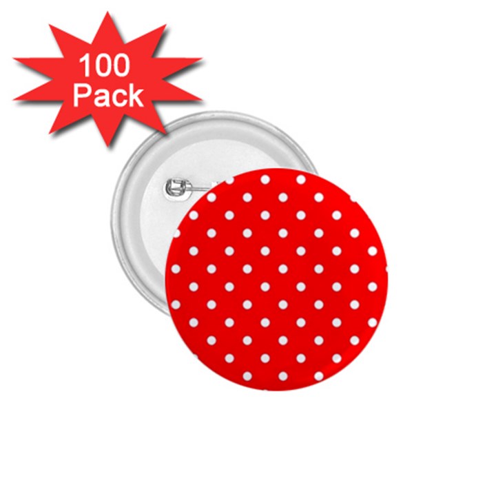 1950 Red White Dots 1.75  Buttons (100 pack) 