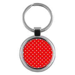 1950 Red White Dots Key Chain (round) by SomethingForEveryone