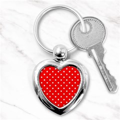 1950 Red White Dots Key Chain (heart) by SomethingForEveryone