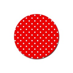 1950 Red White Dots Rubber Coaster (round)  by SomethingForEveryone