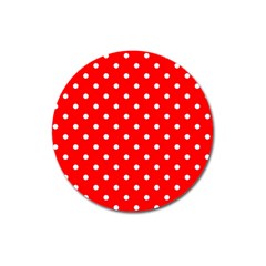 1950 Red White Dots Magnet 3  (round) by SomethingForEveryone