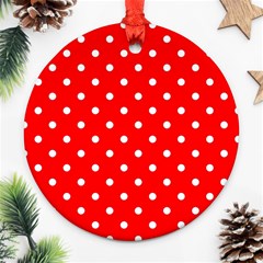 1950 Red White Dots Round Ornament (two Sides) by SomethingForEveryone