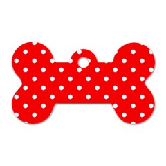 1950 Red White Dots Dog Tag Bone (one Side) by SomethingForEveryone