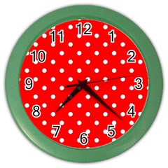 1950 Red White Dots Color Wall Clock by SomethingForEveryone