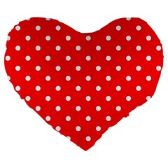 1950 Red White Dots Large 19  Premium Heart Shape Cushions by SomethingForEveryone