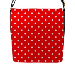 1950 Red White Dots Flap Closure Messenger Bag (l) by SomethingForEveryone