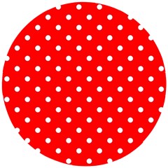 1950 Red White Dots Wooden Puzzle Round by SomethingForEveryone