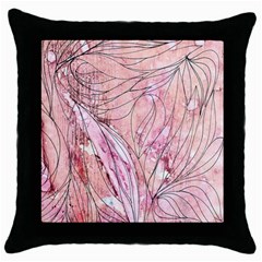 Flowing Petals Throw Pillow Case (black) by kaleidomarblingart