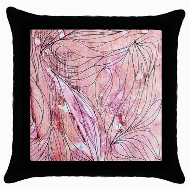 Flowing petals Throw Pillow Case (Black)