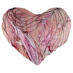 Flowing Petals Large 19  Premium Heart Shape Cushions by kaleidomarblingart