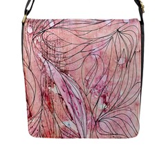 Flowing Petals Flap Closure Messenger Bag (l) by kaleidomarblingart