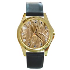 Wheat-field Round Gold Metal Watch by SomethingForEveryone