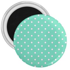 1950 Sea Foam Green White Dots 3  Magnets by SomethingForEveryone