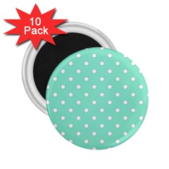 1950 Sea Foam Green White Dots 2 25  Magnets (10 Pack)  by SomethingForEveryone