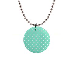 1950 Sea Foam Green White Dots 1  Button Necklace by SomethingForEveryone