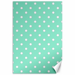 1950 Sea Foam Green White Dots Canvas 12  X 18  by SomethingForEveryone