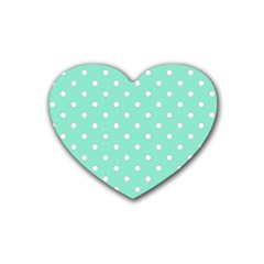 1950 Sea Foam Green White Dots Heart Coaster (4 Pack)  by SomethingForEveryone