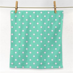 1950 Sea Foam Green White Dots Face Towel by SomethingForEveryone