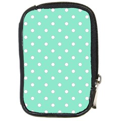 1950 Sea Foam Green White Dots Compact Camera Leather Case by SomethingForEveryone