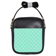 1950 Sea Foam Green White Dots Girls Sling Bag by SomethingForEveryone