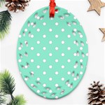 1950 Sea Foam Green White Dots Ornament (Oval Filigree) Front