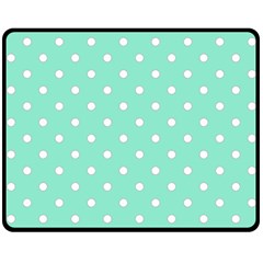 1950 Sea Foam Green White Dots Double Sided Fleece Blanket (medium)  by SomethingForEveryone