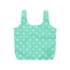 1950 Sea Foam Green White Dots Full Print Recycle Bag (s) by SomethingForEveryone