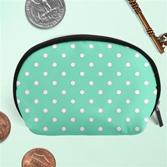 1950 Sea Foam Green White Dots Accessory Pouch (large) by SomethingForEveryone