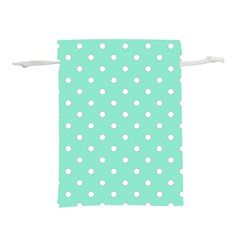 1950 Sea Foam Green White Dots Lightweight Drawstring Pouch (l) by SomethingForEveryone