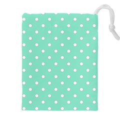 1950 Sea Foam Green White Dots Drawstring Pouch (4xl) by SomethingForEveryone