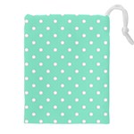 1950 Sea Foam Green White Dots Drawstring Pouch (4XL) Front