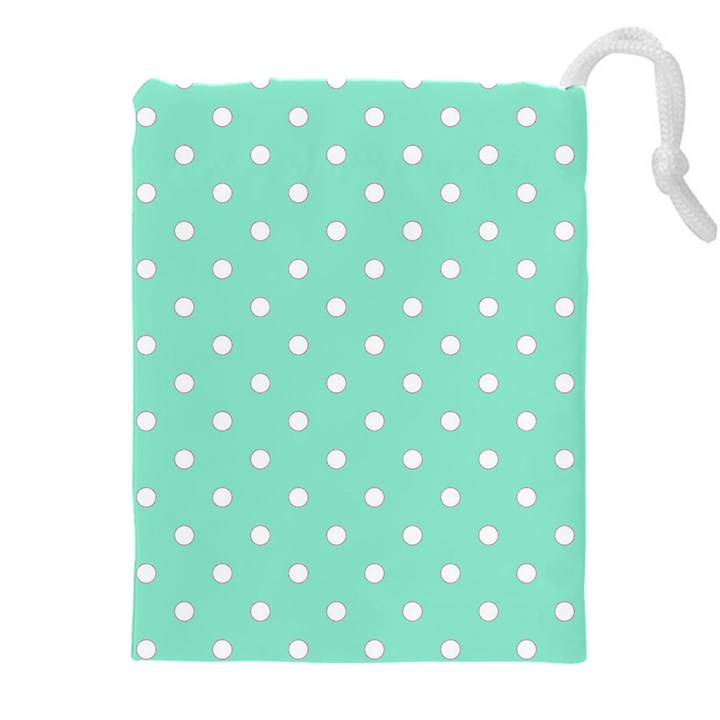 1950 Sea Foam Green White Dots Drawstring Pouch (4XL)