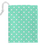 1950 Sea Foam Green White Dots Drawstring Pouch (4XL) Back