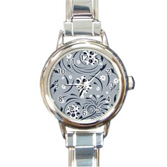 Folk Flowers Pattern Floral Surface Round Italian Charm Watch by Eskimos