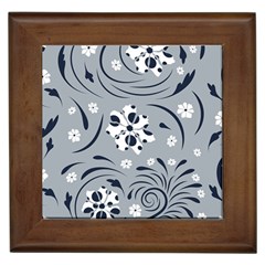 Folk Flowers Pattern Floral Surface Framed Tile by Eskimos