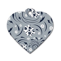 Folk Flowers Pattern Floral Surface Dog Tag Heart (two Sides) by Eskimos