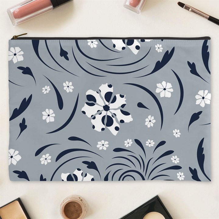 Folk flowers pattern Floral surface Cosmetic Bag (XXXL)