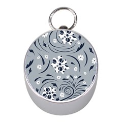 Folk Flowers Pattern Floral Surface Mini Silver Compasses by Eskimos