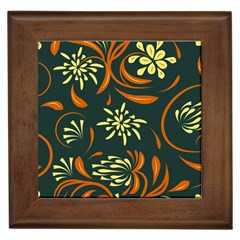 Folk Flowers Pattern Floral Surface Framed Tile by Eskimos