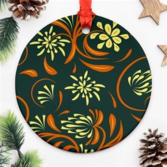 Folk Flowers Pattern Floral Surface Ornament (round) by Eskimos